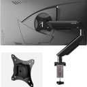 Single Monitor Mount Stand - Full Motion Articulating Arm with Gas Spring,17-32 inch Computer Screen Mount, VESA 75x75/100x100, Clamp/Grommet Base, Adjustable Stand & Tilt & Swivel(Black)
