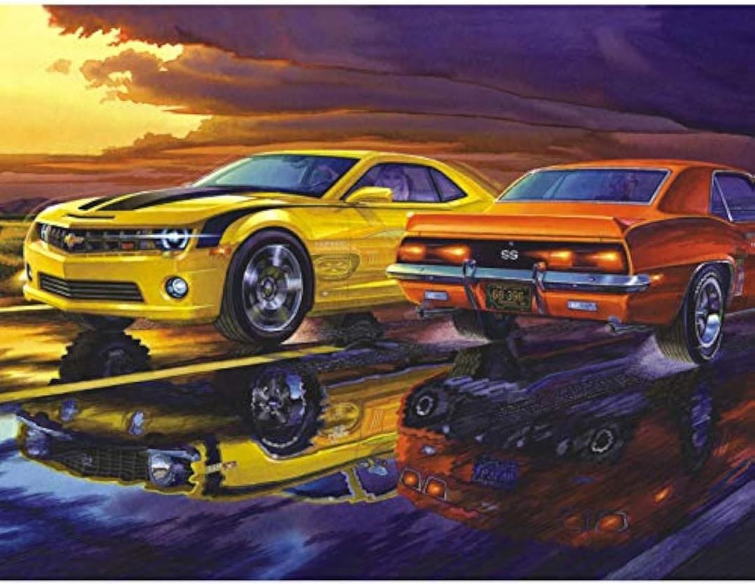 Ingooood-100 Piece Jigsaw Puzzles for Kids - Muscle Car - Game Decompression Leisure Entertainment Recyclable Material Plastic Cars Puzzle Toy Gift