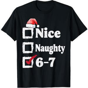 Nice Naughty 6 7 Meme 67 Christmas Six Seven Xmas Boys Kids TShirt Small