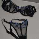 VORIXIA Lingerie Sexy Bra and Panty Set for Women See Through Sheer Underwear Cute Exotic Floral Embroidery Babydoll Suit, Black, L