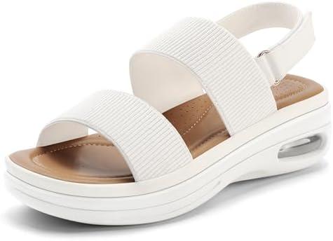 mysoft Women's Walking Sandals Comfortable Air Cushion Platform Elastic Ankle Strap Open Toe Ourdoor Summer Shoes Size 6