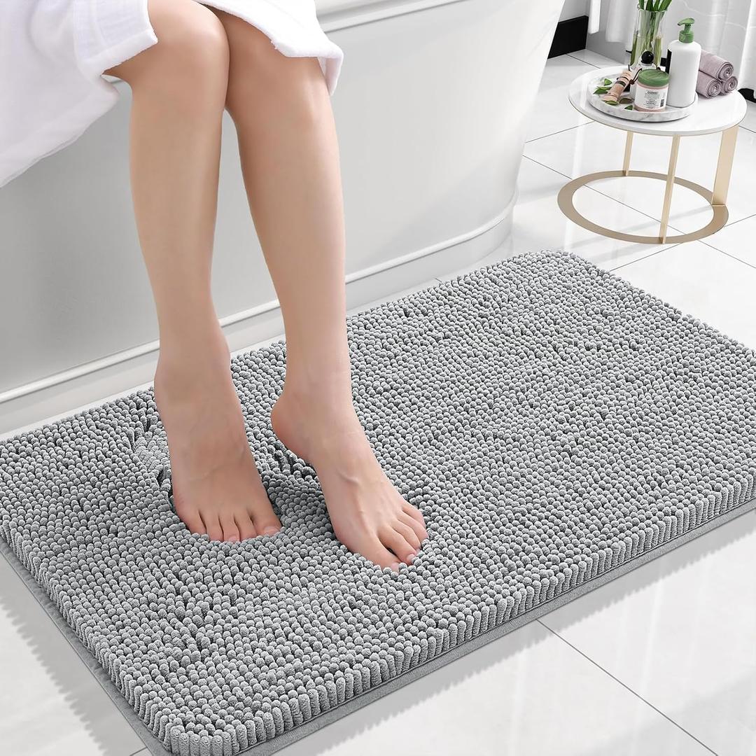 OLANLY Small Bathroom Rugs 24x16, Extra Soft Absorbent Chenille Bath Rugs