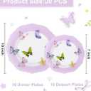 WDF 20PCS Purple Butterfly Plates - Baroque Spring Plates Disposable - Butterfly Party Decorations for Birthdays/Tea Party/Bridal Shower/Mother's Day