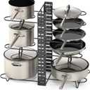 Vdomus Pot Rack Organizer with 3 DIY Methods, Black Metal Kitchen 8+ Pots Holder, Height and Position are Adjustable Cabinet Pantry Pot Lid Holder (Upgraded)