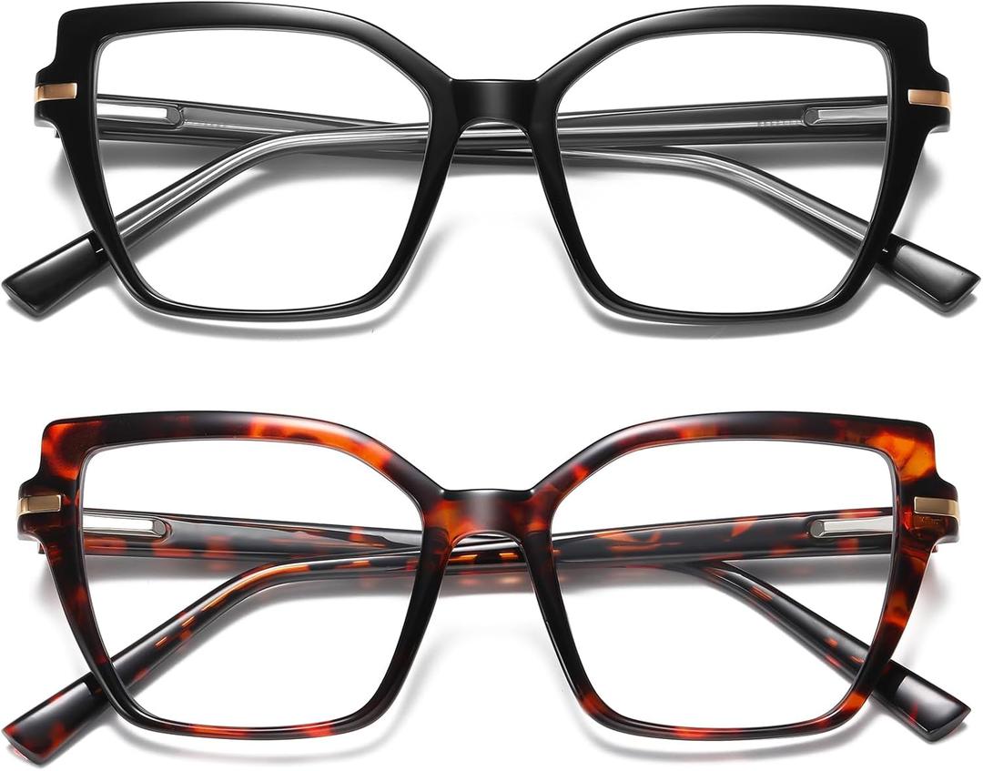 LKEYE Square Reading Glasses Women Cateye Blue Light Blocking Readers Stylish Spring Hinge Designer Trendy Eyewear LK6095 +2.0
