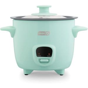 Dash Mini Ceramic Rice Cooker - Designed for Single-Serve Cooking - Compact Rice Cooker with Nonstick Removable Pot, Keep Warm Function & Easy-to-Clean Sleek Design - Aqua Ceramic