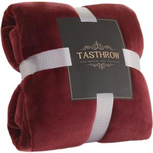 TASTHROW Large Flannel Fleece Throw Blanket, 6080 Inch - Cozy Lightweight Thick Blanket - All Seasons Suitable for Women, Men and Kids (Burgundy)