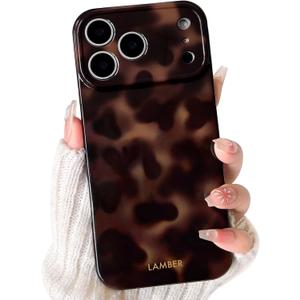 NITITOP Compatible for iPhone 17 Pro Case Cute Stylish Leopard Print Amber Aesthetic Tortoise Design for Women Girls Men Soft TPU Shockproof Protective Cover - Brown