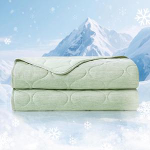 Cozy Bliss Cooling Dual-Sided Blanket for Hot Sleepers, Q-Max>0.46 Lightweight Soft Breathable Bed Blanket, Double Side Cooling Throw for Night Sweats (Sage Green, 50"x70")