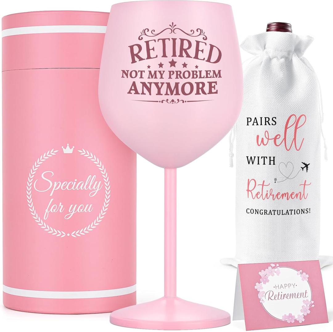 Gtmileo Retirement Gifts For Woman, Retirement   Glass, Retired Not My Problem Anymore Stainless Steel   Glass, Coworker Leaving Gifts, Farewell Gifts, Retirement Decorations, 18 Oz 
 Glass