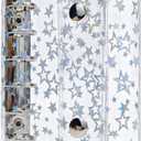 A7 Budget Binder Cover Clear PVC 6 Ring Binder Glitter Star Refillable Notebook Shell Protector with 2 Snaps for Cash Envelopes System Journal Albums Organizer Planner Folder
