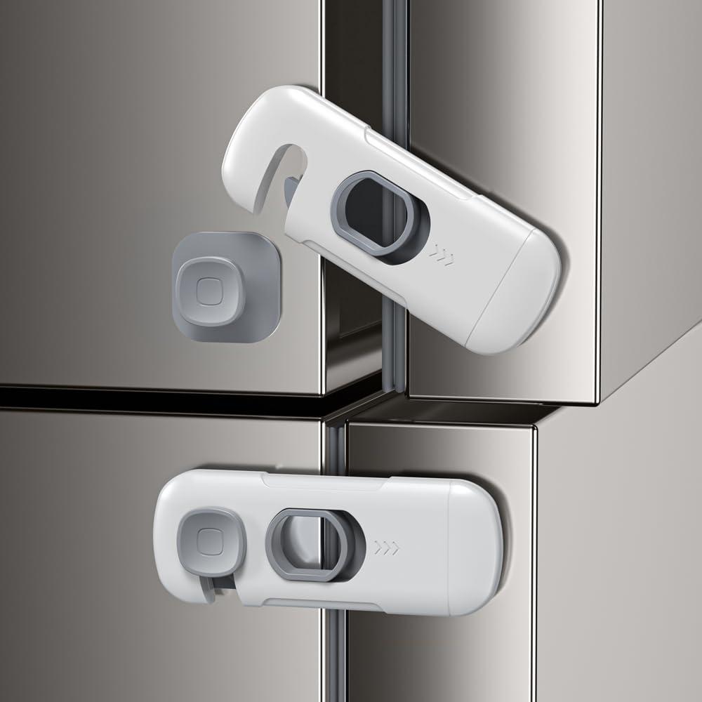 10Pack Child Proof Refrigerator Lock, Fridge Locks for Kids,with Adhesive,Child Safety Locks for Doors, RV Refrigerator, Oven Lock Child Safety Baby Cabinet Locks (Light Gray,10 Count (Pack of 1))