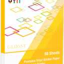 QYH Premium Printable Vinyl for Inkjet Printer-50 Glossy Sticker Paper Waterproof 8.5x11 White Labels
