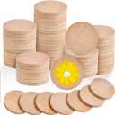 110 Pcs 2 Inch Round Wood Circle for Craft, 0.2 Inch Unfinished Wooden Slices Thick Wood Coins Blank Wooden Bulk Wood Discs Cutout Chips for DIY Arts Projects