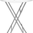 GUAGUA 32" Round Plastic Folding High Top Table - Versatile Bar, Cocktail & Portable Pub Table for Parties, Bistro & Events(White), Round, 32-inch diameter x 43-inch height