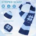 Chicingyou 3 Pcs Kids Hat Gloves Scarf Set Winter Knitted Beanie with Earmuffs Double Layer Scarf for Boy Girl 8-12 Years Old (Blue)
