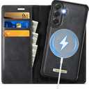 Wallet Case for Samsung Galaxy S24 Compatible with Magsafe, 2-in-1 PU Leather Flip RFID Blocking Card Holder Stand Shockproof Magnetic Detachable Cover for Galaxy S24 Case 6.2", Black