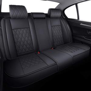 Aierxuan Rear Back Seat Covers Waterproof Leather Universal Fit Compatible with Honda Toyota Ford Kia Hyundai Jeep VW Audi Benz Chevy Nissan, Split Bench 60/40 or 50/50 (Rear Seat/Black)