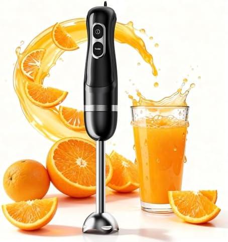 Immersion Blender Handheld, Corded Electric Blenders Portable Stick Mixer with 2 Mixing Speed and Stainless Steel Blades Emulsifier for Effortless Blending Soup, Smoothies, Puree or Baby Food