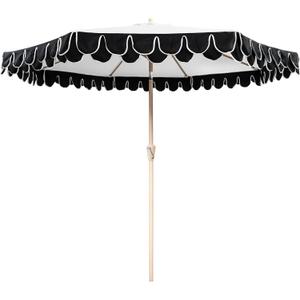 9Ft Elegant Valance Patio Umbrella, Outdoor Umbrellas for Patio with Auto-Tilt and Crank System, Table Umbrella for Outdoors, Poolside, Beach, Backyard