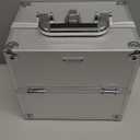 FRENESSA Makeup Train Case Makeup Organizer Box Portable Cosmetic Travel Case with Lock 4 Trays Aluminum Hard Vanity Box Make Up Artist Nail Beauty Storage Organizer Cosmetic Suitcase Bright Silver