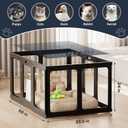 Jalove Acrylic Dog Playpen Indoor, 24 H Plastic Pet Playpen with Door, Clear Pet Play Pen for Puppy Cat Rabbit Ferret, Easy Assemble Dog Pen, Preferable for Small Cage, Black 10 PCS
