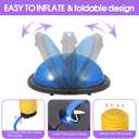Balance Ball Trainer, 26 inch Half Exercise Ball with Resistance Bands, Home Gym Full Body Workout Equipment, Blue