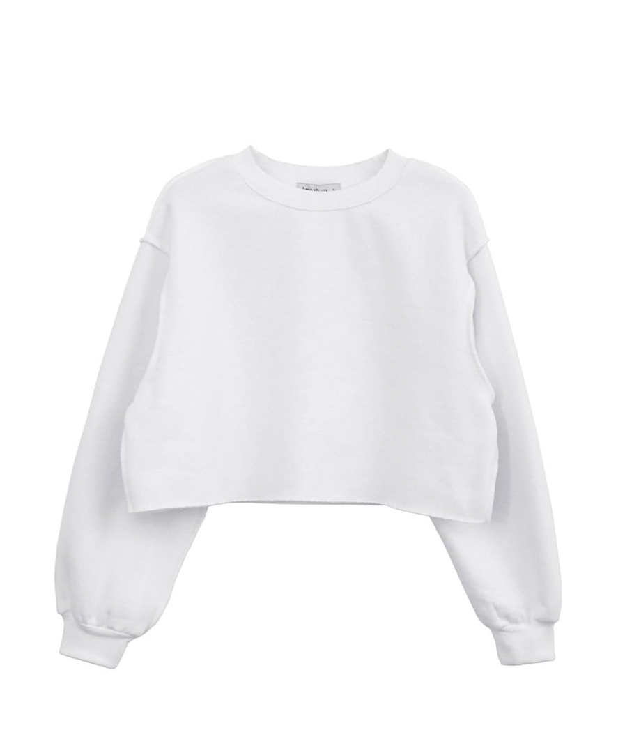 Amazhiyu Women Cropped Sweatshirt Long Sleeves Pullover Fleece Crop Tops, M