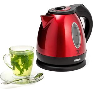 Moss & Stone 1.2L Stainless Steel Small Electric Kettle Red Color, Cordless 1500w Fast Boiling Pot, Portable Hot Water Electric Tea Kettle With Boil Dry Protection & Auto Shut-Off
