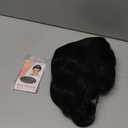 morvally Short Black Wavy Bob Wig with Bangs for Women 16 Inches Natural Synthetic Hair Wavy Wigs