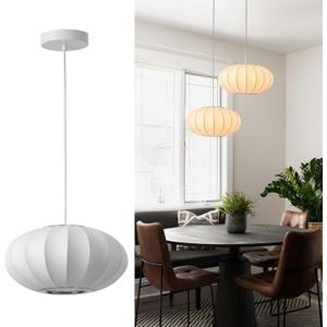 11.5in Small Lantern Pendant Light, Imitation Silk Lampshade, White Bubble Pendant Light, Large Hanging Lamp Simple Chandelier for Dinning Room Kitchen Island Bedroom Restaurant Cafe