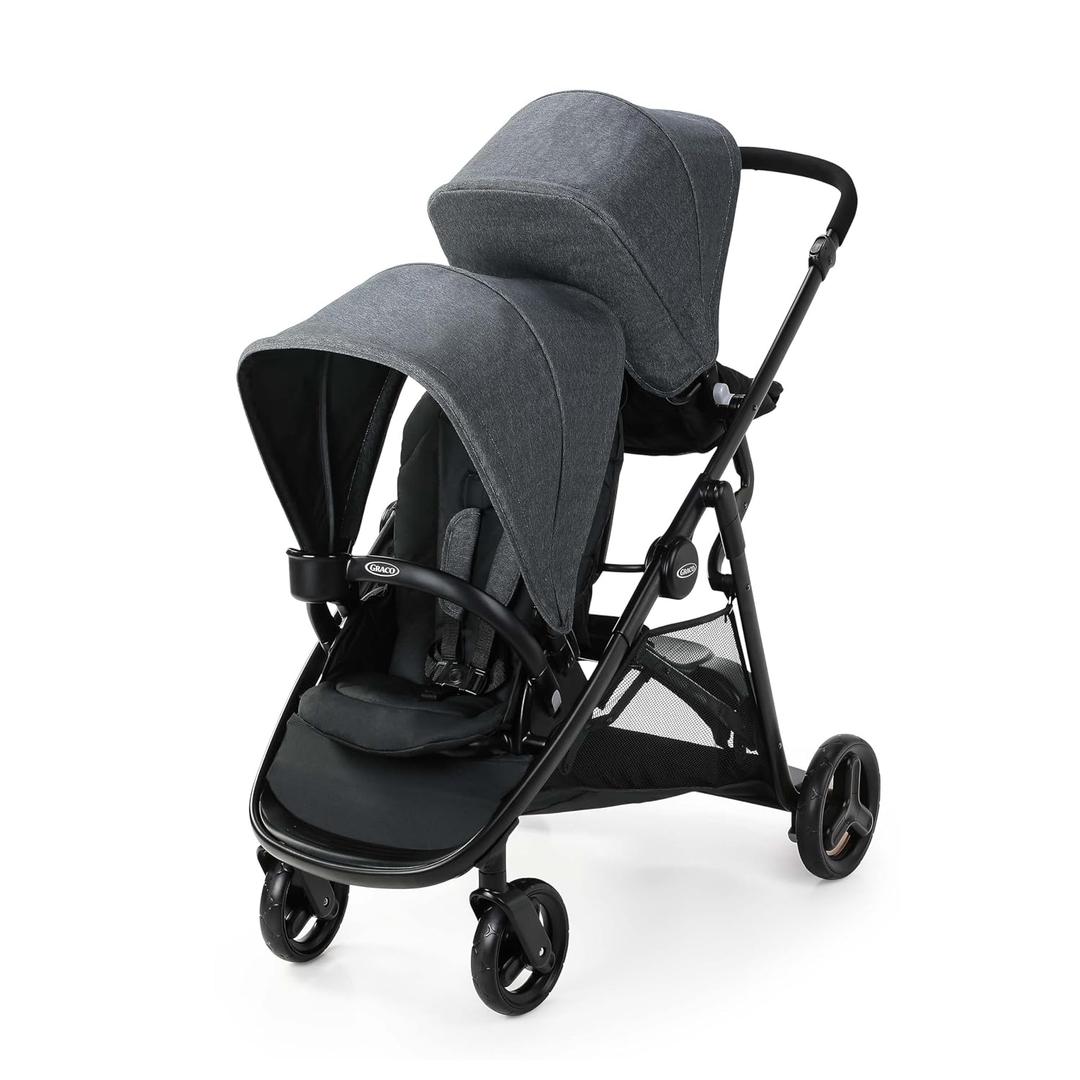 Graco Ready2Grow 2.0 Double Stroller, Twin Baby Stroller Features Bench Seat and Standing Platform Options, Compact Fold Perfect for Baby Travel, Rafa
