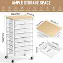 caktraie 8-Drawers Rolling Cart, Craft Storage Utility Cart, White layer