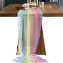 Chiffon Table Runner, Rainbow Stripes 10Ft Sheer Wedding Table Runner, Modern Colorful Cream Striped Aesthetics Farmhouse Dress Scarves Gauze Table Runner Kitchen Island/Party Dcor 27"x120"