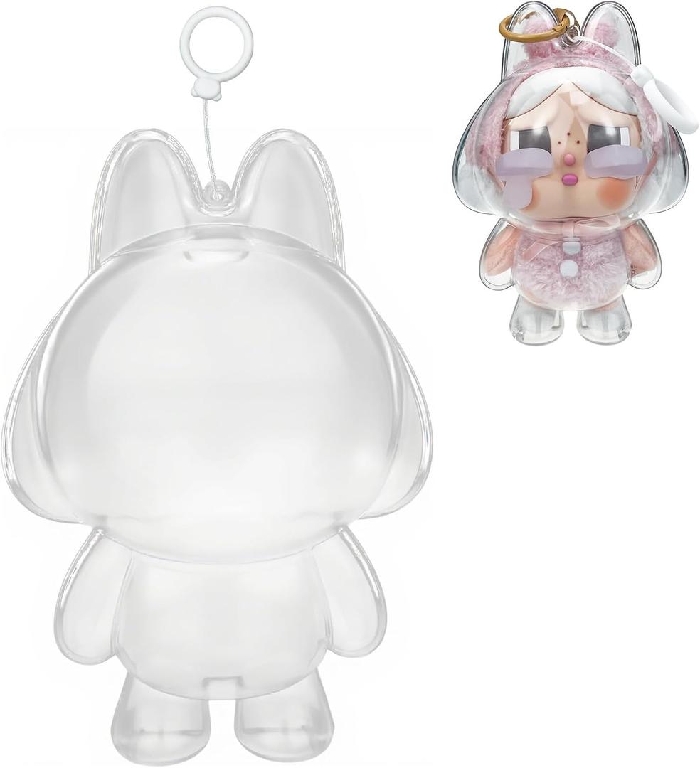 Protective Case for Crybaby, Display Box Hard Acrylic Doll Cover Accessories with Keychain for Crybaby Crying Again Series (Doll is not Included) - Crybaby Case, Clear