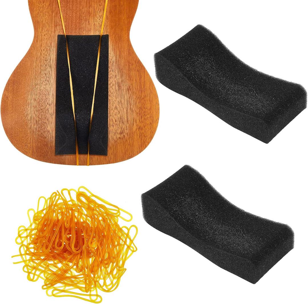 2 Pcs Kids Violin Shoulder Pads Soft Foam Shoulder Rest Violin Sponge Pillow with Yellow Rubber Bands for Party Wedding Concerts Player Cushion, 3/4-1/2