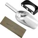 Ice Scoop with Magnetic Scoop Holder Compatible with GE Opal 2.0 Nugget Ice Makers, 9 In Low-Carbon Stainless Steel Alloy Scooper for Kitchen Refrigerator Accessory Pet Food Scooper(Black)