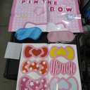 Pin The Bow on The Cat Birthday Party Game, Pink White Theme Party Supplies with 24 Stickers & Large Poster, Girls Birthday Party Favors Decorations Gifts for Teenagers