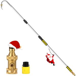 12FT Gutter Cleaning Tools,Up to 20FT Gutter Cleaner Tools from the Ground with Hose Attachment, Rain Gutters Cleaning Tool with Heavy-Duty Head for 2nd Story House