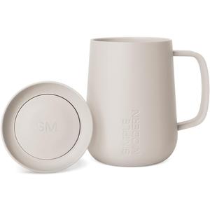 Simple Modern Voyager Signature Mug | Travel Coffee Tumbler with 360 Lid and Handle | Ceramic-Lined Insulated Stainless Steel Iced Cold Brew Cup | 12oz, Almond Birch