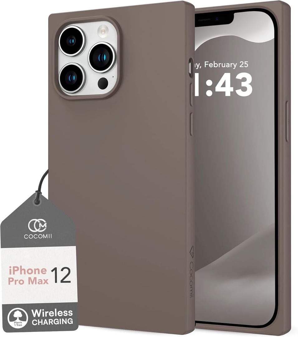 COCOMII Rectangle Case for iPhone 12 Pro Max, Wireless Charging Compatible, Matte Taupe Silicone