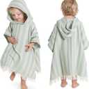 ZICOTO Stylish Hooded Beach Towel for Kids - Extra Soft and Fast Drying Poncho for Toddlers 1-3 Years is Made of Premium Cotton - Perfect Baby Cover Up for Beach Days or Pool and Bath Time Adventures (Small (0-3 yrs), Sage)