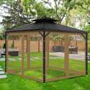 Gazebo Universal Replacement Mosquito Netting, 11x7 2 PCs Outdoor Mesh Netting Screen 4-Panel Sidewall with Zipper for Patio Canopy Garden Porch Pergolas and Backyard, Khaki(Mosquito Net Only)
