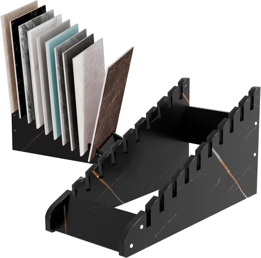 2 Pcs Tile Sample Rack, 10-tier Tile Sample Display Stand, Insertion Tiles Sample Holder for Exhibition Halls, Retail Stores (S)