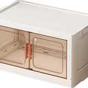 Storage Cabinet Foldable Storage Box Household Storage Cabinet Suitable for Living Room and Kitchen 25.6/27.6in White 25.615.614.8in transparent
