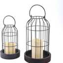 PHOSPHOR Rustic Farmhouse Decor Lantern Set of 2 Modern Farmhouse Decorative Indoor for Kitchen Fireplace Centerpiece Table Dinning Living Room (Brown-01)