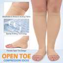 3 Pack Copper Compression Socks for Women & Men, 20-30mmHg Open Toe Knee High Stockings for Circulation Support