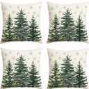 AVOIN colorlife Christmas Trees Snowflake Throw Pillow Covers Set of 4, 20 x 20 Inch Winter Holiday Cushion Case Decoration for Sofa Couch