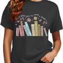 PQZ Women's Book Lover T-Shirt - White, Loose Fit, Short Sleeve, Crew Neck - S, M, L, XL, XXL (Grey1)