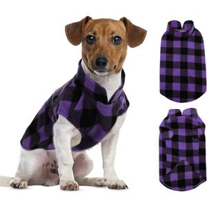 ASENKU Dog Sweater, Plaid Dog Fleece Vest, Soft Comfortable Pet Pajamas, Warm Winter Dog Shirt, Cold Weather Coat Jacket Pet Clothes for Small & Medium Dog Breeds